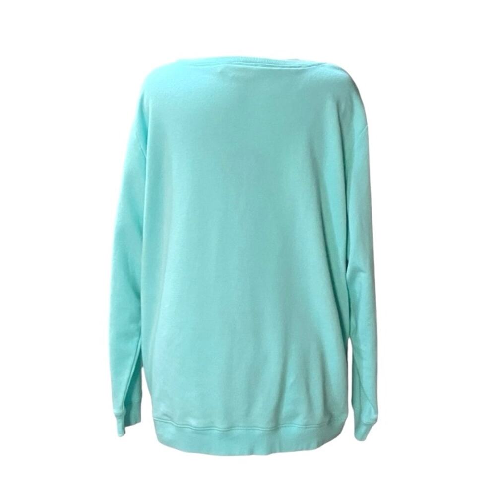 NorthCrest Women's Aqua w/White Lace Front Long Sleeve Casual Sweatshirt SZ 4X - Picture 2 of 9